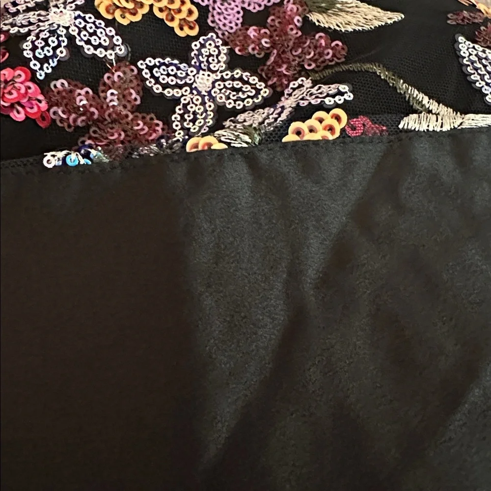Anthropologie TINY floral slightly cropped sequins lined party Small blazer